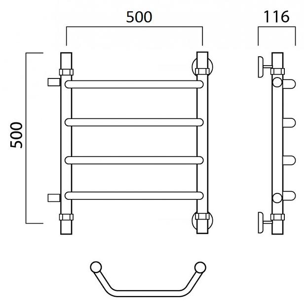 Полотенцесушитель водяной Роснерж Трапеция L108001 50x50 с боковым подключением 400 фото 2