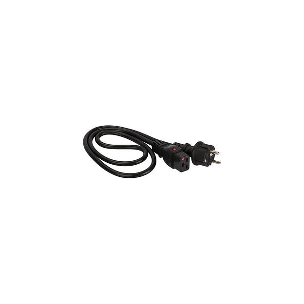 Шнур питания Lanmaster (LAN-PP19L/SH-1.0-BK) C19-Schuko проводник.:3x1.5мм2 1м 220В 16А черный фото 1