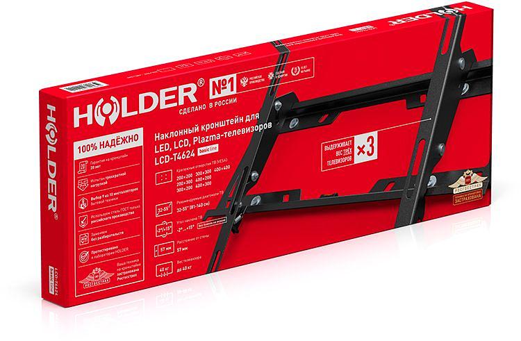 Кронштейн для телевизора Holder T4624-B черный 32"-55" макс.40кг настенный наклон фото 10