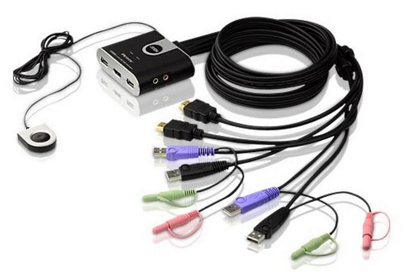 Переключатель электронный ATEN 2-Port USB HDMI/Audio Cable KVM Switch with Remote Port Selector (CS692-AT) фото 1