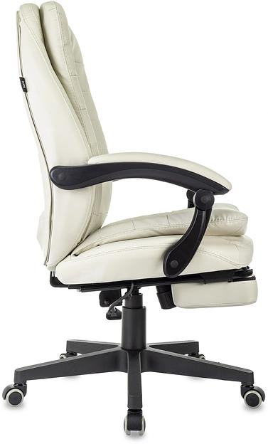 Кресло руководителя Бюрократ T-9950MSG-F слоновая кость эко.кожа крестов. пластик подст.для ног фото 4