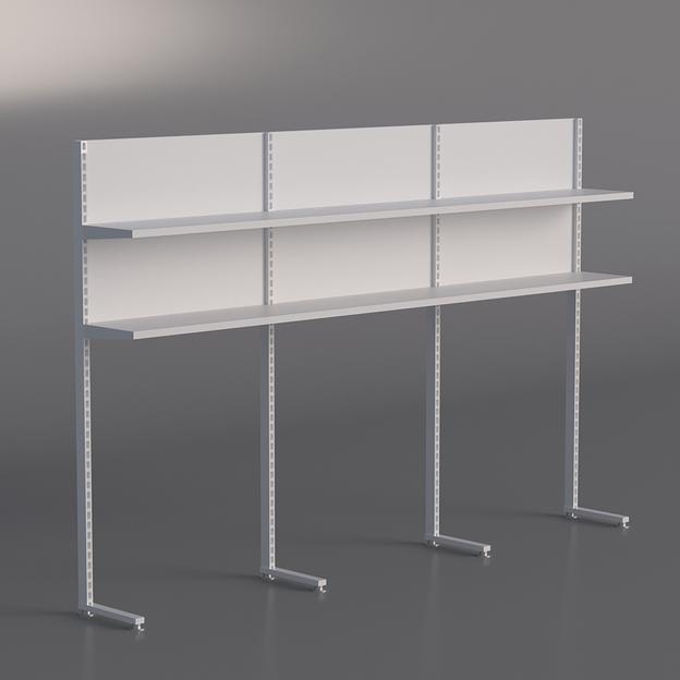 Стеллаж 250x35x160 см, надстройка над ларём 2,5 м, белый фото 1