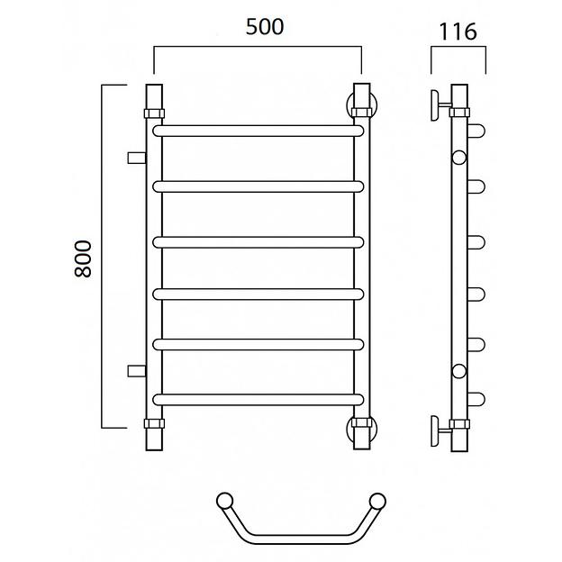 Полотенцесушитель водяной Роснерж Трапеция L108001 80x50 с боковым подключением 400 фото 2