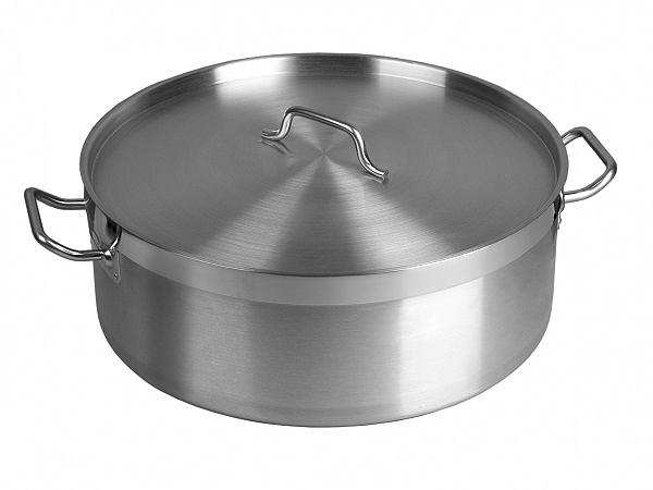 Котел 35 л. нерж. d=50 см. h=18 см. низкий, тройное дно с крышк. (индукция) /1/ фото 1