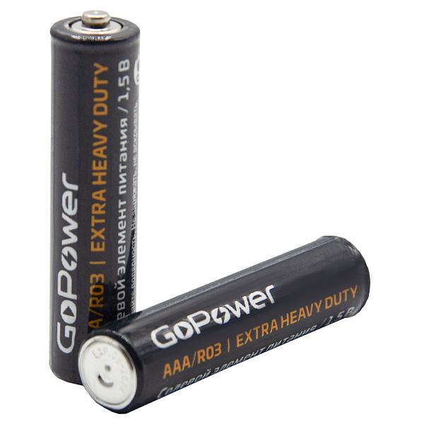 Батарейка GoPower R03 AAA BL4 Heavy Duty 1.5V (4/48/576) блистер (4 шт.) Батарейка GoPower R03 AAA (00-00015595) фото 3