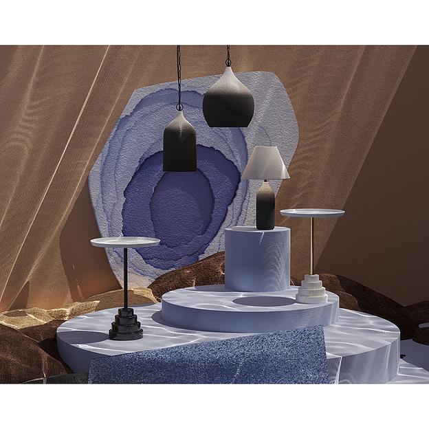 Столик кофейный Sustainable collection, Ø38 см, серо-голубой/черный фото 7