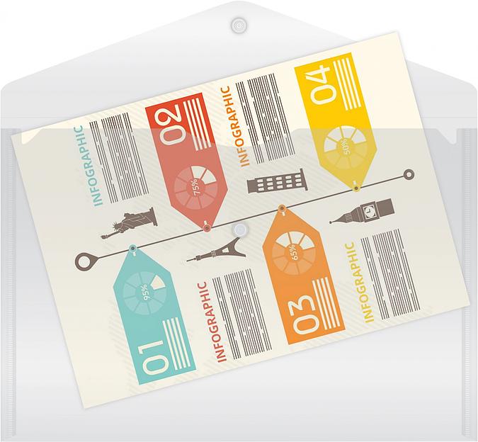 Конверт на кнопке Silwerhof Eco SE-PK120/CLEAR A4 пластик 0.12мм прозрачный фото 4