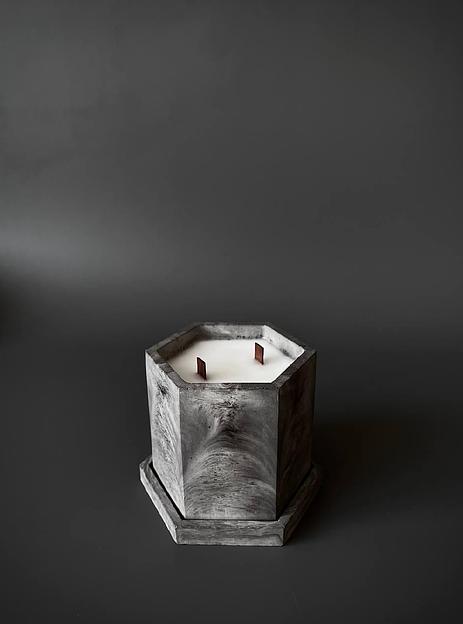 Свеча ароматическая Marmor gypsum Angles в гипсовом подсвечнике фото 1