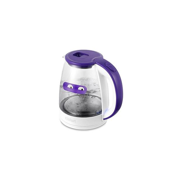 Чайник электрический KitFort КТ-6167, 2200Вт, белый и фиолетовый фото 1
