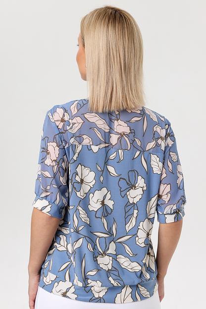 Блузка женская  4130-22/03/Голубой, белый  фото 3