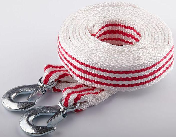 Трос буксировочный ленточный 12т 5м 2 крюка фото 1