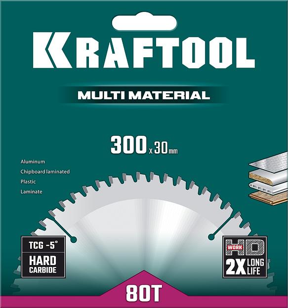 KRAFTOOL Multi Material, 300 х 30 мм, 80Т, пильный диск по алюминию (36953-300-30) фото 5