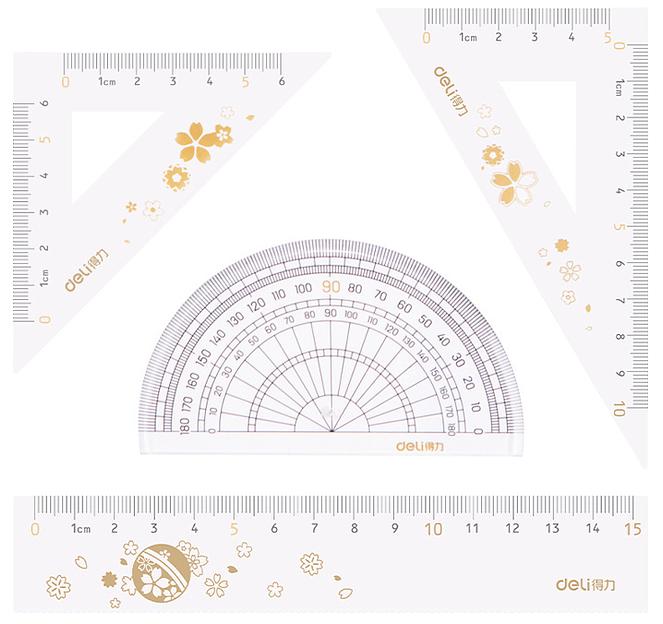 Набор линеек Deli 79540 пластик прозрачный компл.:лин.15см./треуг.2шт./трансп. фото 1