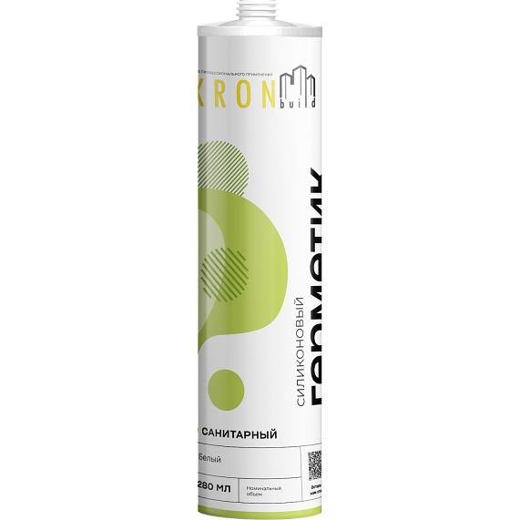 Герметик силиконовый санитарный белый KRONbuild 280 г фото 1