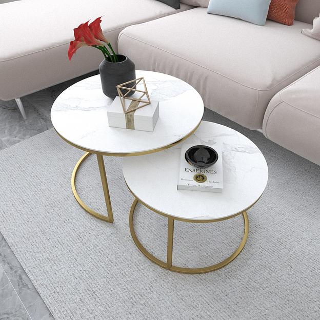 Набор из двух журнальных столиков в стиле лофт «Акцент с керамогранитом» опт фото 3