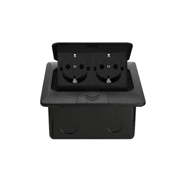 Встраиваемая выдвижная розетка в столешницу 2EU черная фото 4