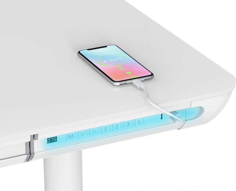 Стол для компьютера Cactus CS-EGD-WT-LED столешница закаленное стекло белый каркас белый фото 5