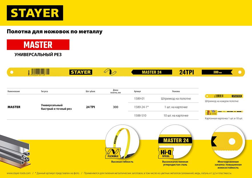 STAYER MASTER-24, 24 TPI, 300 мм, 1 шт, коробка 50 шт, полотно по металлу (1589-01) фото 6
