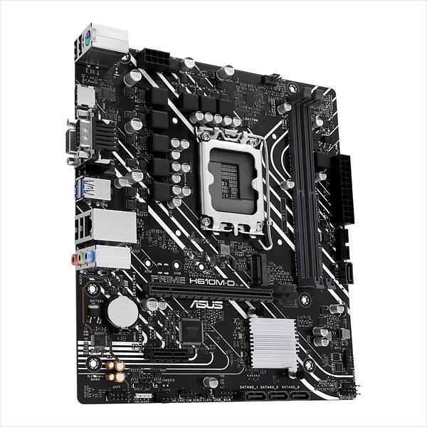 Материнская плата ASUS PRIME H610M-D, LGA1700, H610, 2*DDR5, D-Sub + HDMI, SATA3, Audio, Gb LAN, USB 3.2*4, USB 2.0*6, COM*1, LPT*1 header (w/o cable), mATX; 90MB1G80-M0EAY0 (PRIME H610M-D) фото 2