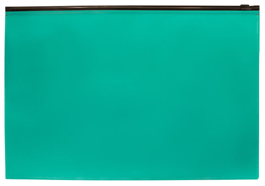 Папка на молнии ZIP Бюрократ -BPM4ATURGBL A4+ полипропилен 0.15мм бирюзовый цвет молнии черный фото 1