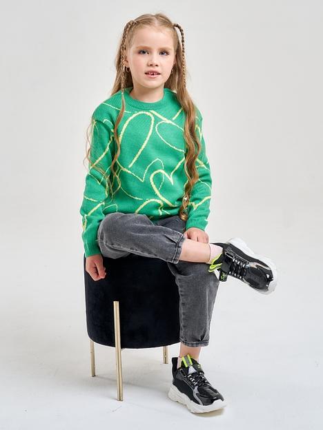 Джемпер «Сердечки» зелёный, для девочек ОПТ фото 8