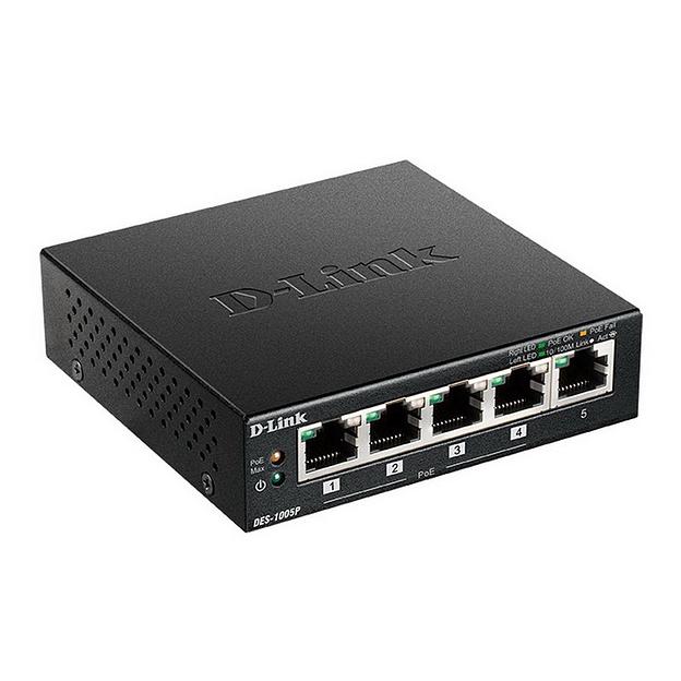 Коммутатор D-Link DES-1005P/B1A 5x100Mb 4PoE 60W неуправляемый фото 1