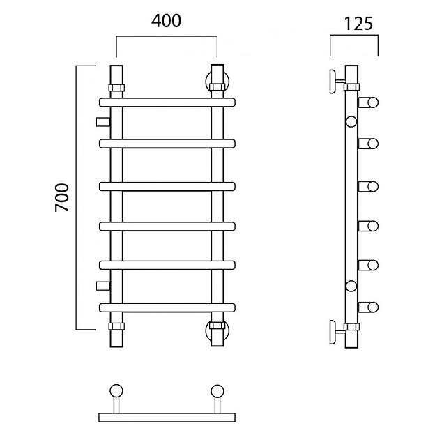 Полотенцесушитель водяной Роснерж Нео 1 L106001 70x40 с боковым подключением 400 фото 2
