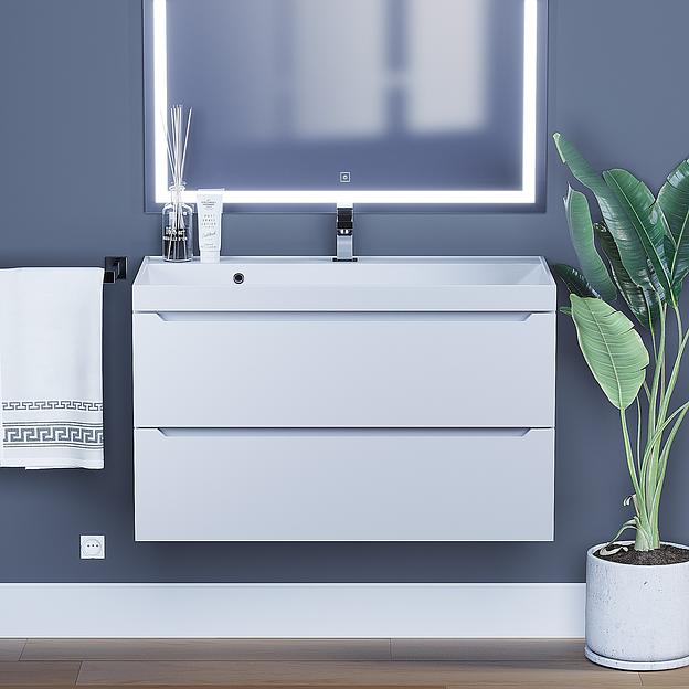Тумба под раковину для ванной Uperwood Tanos 90 см, подвесная, белая матовая фото 1