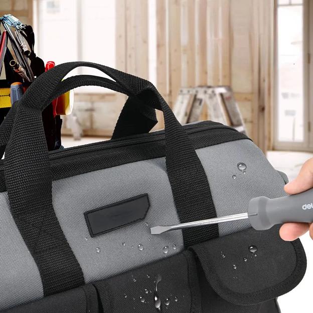 Ящики и сумки для инструментов Deli Сумка для инструментов Deli DL430016 360 x 180 x 250мм, 6 карманов, плечевой ремень, ткань Оксфорд фото 4
