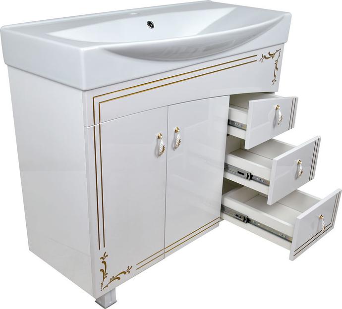 Тумба Милос 105 DORATIZ 9911.770, белая золото, под умывальник Элвис 105 фото 5