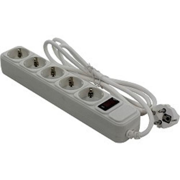 Exegate EX221174RUS Сетевой фильтр Exegate SP-5-1.8W (5 розеток, 1.8м, евровилка, белый) фото 1