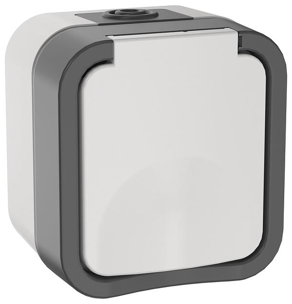 Розетка 1-местная заземляющим контактом и крышкой TORS 16А IP55 белый фото 1