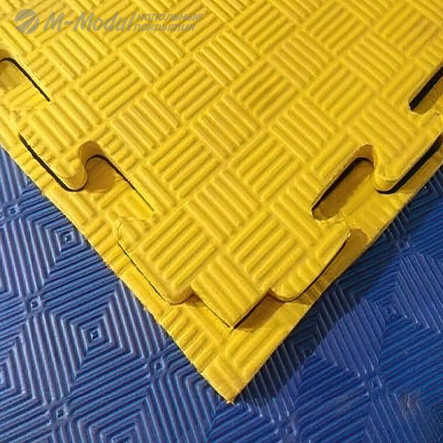 Мягкий модульный пол для детских игровых комнат 100x100 см, толщина 1,2 см, Цвет Желтый, Толщина модуля 12 мм. фото 1