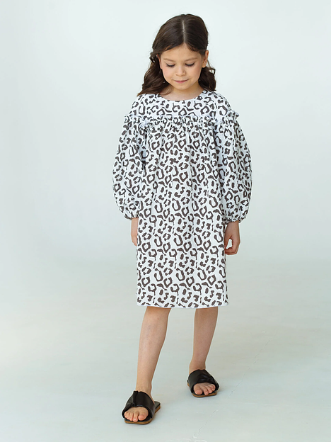 Платье MINI DI «Ева» лео на белом, муслим, арт.270 ОПТ фото 7