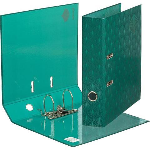Папка-регистратор, А4, 75 мм, ламин.картон, зеленый, Комус Art Deco фото 1