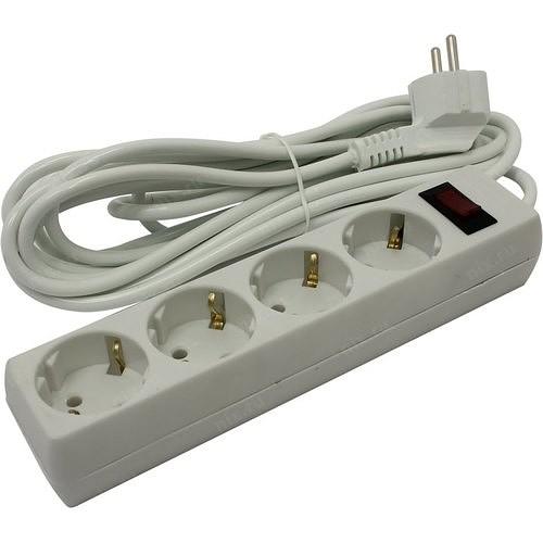 Exegate EX279401RUS Удлинитель ExeGate EC-4-5W (4 розетки, 5м, евровилка, белый) фото 1