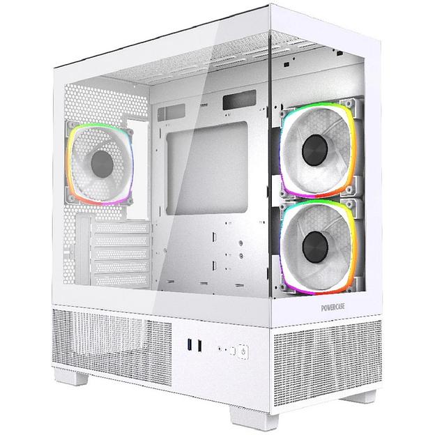 Powercase Vision Micro M3W, Tempered Glass, 3x 120mm ARGB PWM Fan, белый, mATX (CVMMW-A3) фото 1