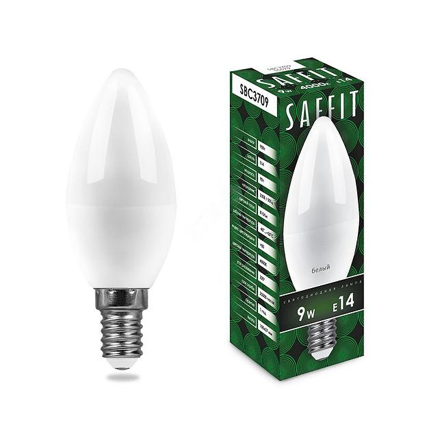 Лампа светодиодная LED 9вт Е14 белый матовая свеча фото 1