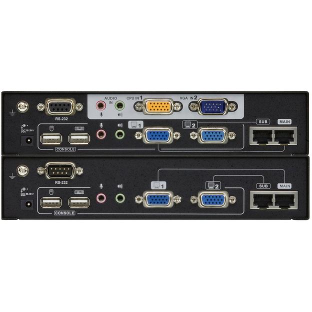 ATEN CE775-AT-G Удлинитель, 2xSVGA+KBD&MOUSE USB+AUDIO+RS232, 300 метр., 1xUTP Cat5e, SPHD15+2xHD-DB15+2xUSB A-тип + 2xMINI JACK+DB9, Female, с KVM-шнуром USB 1.8м., Б.П. 220> 5.3V фото 3