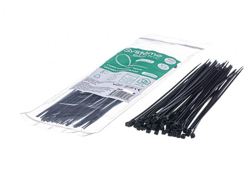 Стяжка кабельная 200х3.6 черн. (уп.100шт) SE IMT20036B фото 2
