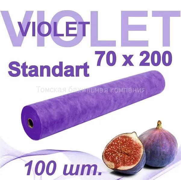 Одноразовые медицинские простыни Standart SMS 17 фиолетовые 70×200 в рулоне, 100 штук фото 1