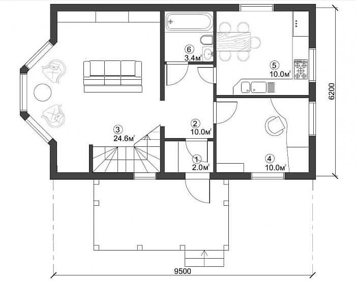 Проект каркасного дома «КД-70-05» под ключ фото 3