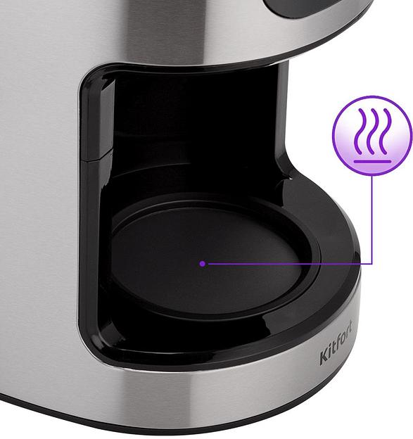 Кофемашина Kitfort КТ-782 1050Вт нержавеющая сталь/черный фото 4