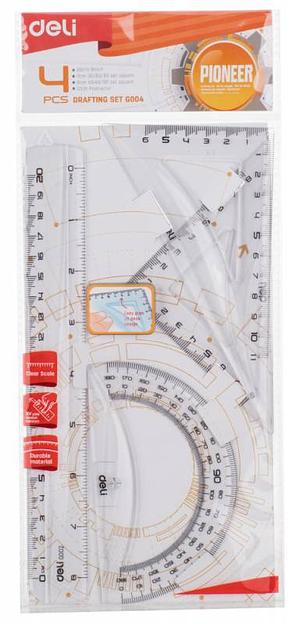 Набор линеек Deli Pioneer EG00412 пластик прозрачный компл.:лин.20см./треуг.2шт./трансп. европодвес фото 1