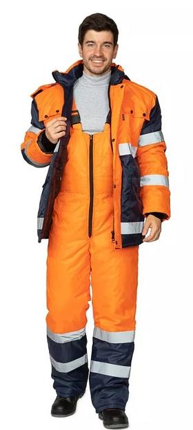 Костюм мужской утеплённый сигнальный с водоотталкивающей пропиткой 3 класса сигнальной защиты ОПТ фото 2