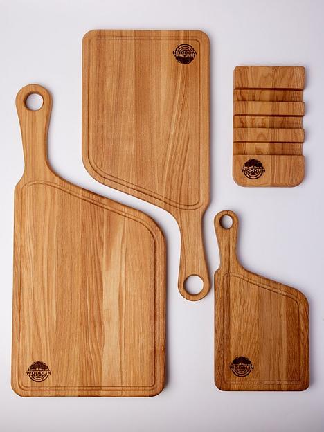 Набор из трёх разделочных деревянных досок на подставке Woodlin «Классик» ОПТ фото 5