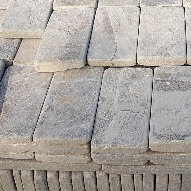 Камень песчаник серо-зелёный пиленный с четырёх сторон и галтованный, опт фото 6