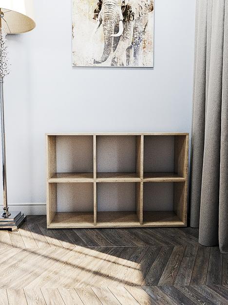 Стеллаж горизонтальный Wood&Stone «Малави» дуб бунратти (металлик) 93.4×31.2×62.8 см фото 4