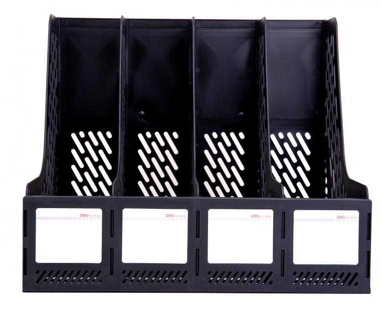 Лоток вертикальный Deli E9846BLACK для бумаг 326х275х257мм черный пластик фото 3