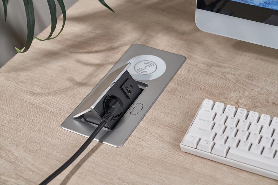 Розетка Cactus CS-SOCKET-USBA/C-WLESS для столешницы серебристый фото 5